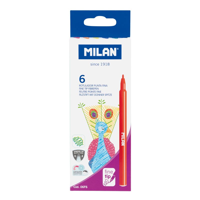 Set 6 Carioci Colorate Varf Subtire Milan - Simplisio.ro