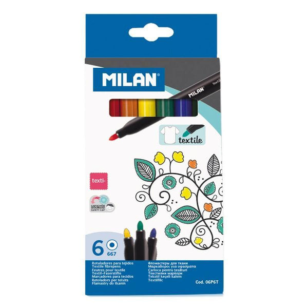 6 Carioci Colorate cu varf subtire Pentru Textile Milan 06P6T