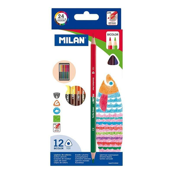 12 Creioane Colorate Bicolore Milan 7112312