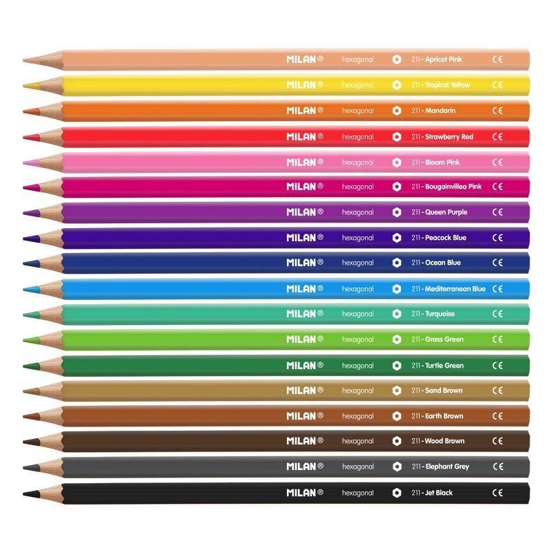 18 Creioane Colorate Hexagonale Milan 7221118