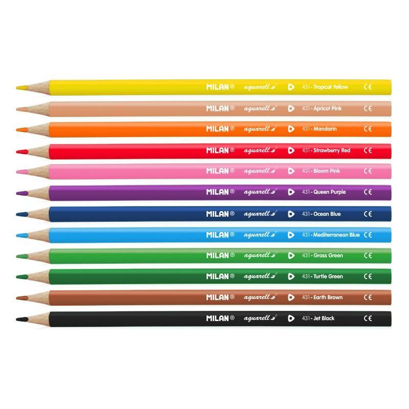 12 Creioane Colorate pentru Acuarela Milan 742312