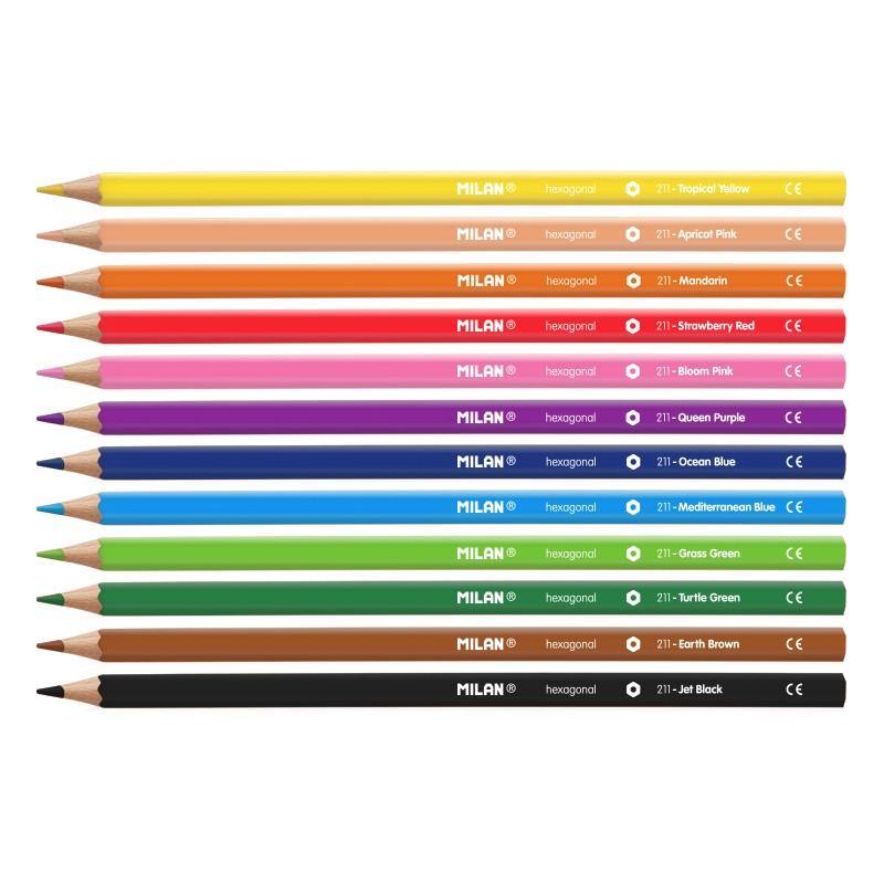 12 Creioane Colorate Hexagonale Milan 80012