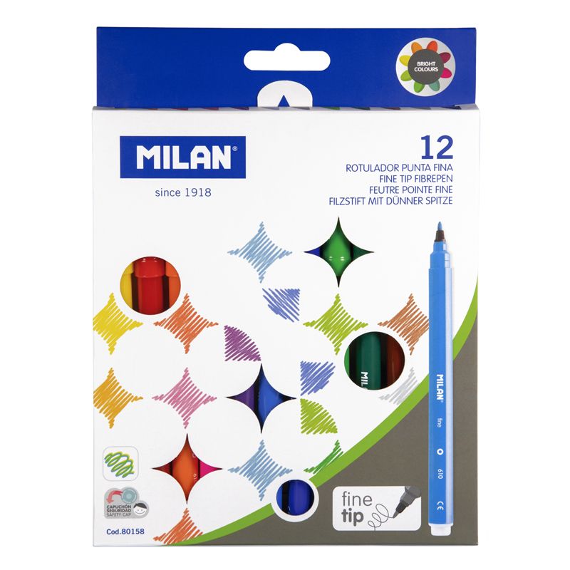 Set 12 Carioci Colorate Varf Subtire Milan