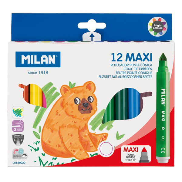 Set 12 Carioci Colorate Maxi Milan 80020