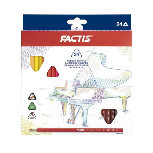 24 Creioane Colorate Triunghiulare Factis
